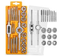 Hi-Spec Juego de Terrajas y Machos de 20 Piezas. Troqueles Métricos, Grifos y Manijas de LLave. Juego de Herramientas Manuales para Cortar, Roscar, y Moldear Tuercas, Pernos, Tornillos, Bujias, y Mas.