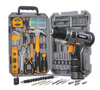 Hi-Spec taladro atornillador eléctrico 8V USB con kit completo de herramientas para el hogar. Taladro inalámbrico recargable con maletín compacto para bricolaje, color Gris