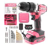 Hi-Spec Taladro Atornillador Inalámbrico Rosa 18V con 58 Piezas, Brocas para Madera, Metal y Mampostería, Puntas S2 y Estuche Compacto con Cremallera para Bricolaje en Casa y Garaje DIY