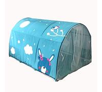 HI SUYI Túnel - Tienda de litera para niños para una anchura de 90-100 cm - Tienda de cama litera con pisos, tela, azul cielo, cama individual