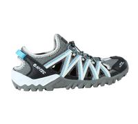 HI-TEC - Sandalias Deportivas Mujer Verano PAMPA | Sandalias Trekking Mujer, Senderismo, Punta Cerrada | Ligeras, Cómodas, Ideales para Exterior, Montaña, Playa | Grey/Black/Aquarius, 40