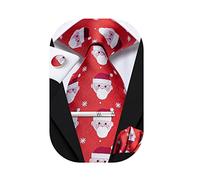 Hi-Tie Corbata clásica de festival para hombre con lazos de Navidad y clip, Papá Noel rojo 2, M