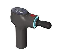 Hi5 Flathead 10400 Dispositivo portátil de masaje con vibración con 6 niveles de velocidades, sistema de luz inteligente, 4 cabezales de fijación, bolsillo con cordón, color carbón