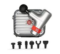 Hi5 General 10345 Mini pistola de masaje portátil con 6 niveles de velocidades, 6 cabezales de fijación, estuche duro, color plateado