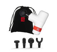 Hi5 General 10363 Mini pistola de masaje portátil con 6 niveles de velocidad, 4 cabezales de fijación, bolsillo con cordón, blanco perla