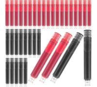 HIAKDOFT 100 piezas Unidades Cartuchos de Tinta Aplicables para Plumas Estilográficas Recambios de Tinta Azul Roja y Negra para Oficina y Estudiantes Accesorios de Reemplazo para Recarga