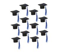 HIAKDOFT 12 Piezas Mini Gorros Graduación Azul con Decoración para Botellas de Vino Fiesta Graduación Adorno Pequeño para y Celebraciones