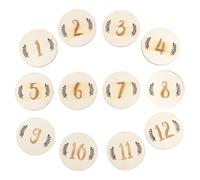 HIAKDOFT 12 Tarjetas Mensuales para Bebés de Madera Números Decorativos en Diseño de Hojas Set de 12 Piezas para Fotos y Recuerdos de Cumpleaños de Recién Nacidos