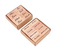HIAKDOFT 16 piezas Conjunto de Sellos de Madera con Letras de y Abreviaturas Sellos de Goma Reutilizables para Decoración de Diario Álbum y Manualidades DIY