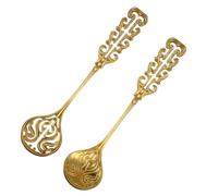 HIAKDOFT 2 Cucharas para Café y Colador Inglés de Acero Inoxidable Dorado Mango Largo Resistentes y Aptas para Hogar Restaurantes y Uso en Cocina Profesional