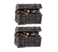 HIAKDOFT 2 Piezas Decoración Acuario Cofre Resina Compacto para Pecera Pequeña Adorno Submarino Creativo para Paisaje Acuático Compatible con Agua Dulce y Marina