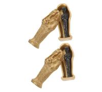 HIAKDOFT 2 Piezas Decoración Ataúd Resina Momia Egipcia Figuras Miniaturas para Halloween Estantes Fiestas y Coleccionables Tema Antiguo