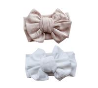 HIAKDOFT 2 piezas Diademas para Niña con Lazo Grande de Banda Elástica Cómoda para Recién Nacidos y Accesorios para Cabello Seguro y Delicado de y Beige