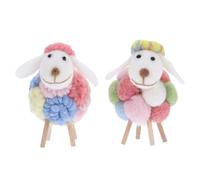 HIAKDOFT 2 Piezas Figuritas de Lana de Fieltro con Diseño de Cordero Adorable Decoración Creativa para Escritorio Mesa y Hogar Artesanía Artesanal