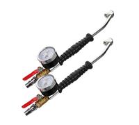HIAKDOFT 2 piezas Inflador de Neumáticos con Manómetro y Diseño de Codo Extendido Unidades para Coches Motos y Camiones Portátil y Fácil de Usar con Compresor de Aire Boquilla Antileak