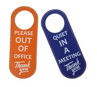 HIAKDOFT 2 Piezas Letreros de Puerta Dobles para Oficina Señal de Privacidad Reversible Quiet In Meeting Azul y Please Out Of Office Naranja Colgante Silencioso para Sala de Reuniones