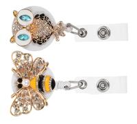 HIAKDOFT 2 piezas Soporte para Tarjetas con Clip de Cocodrilo Metálico con Diamantes Carretes Retráctiles Decorativos para Enfermería Portatarjetas Seguro y Práctico Búho y Abeja