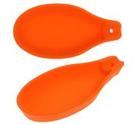 HIAKDOFT 2 piezas Soportes de Silicona Resistentes al Calor para Cucharas y Utensilios Reposacucharas Naranja para Cocina Organizada y Limpia