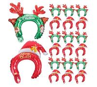 HIAKDOFT 20 Piezas Diademas Inflables de Globos para Fiesta de Navidad Tocados Temáticos con Diseño de Sombrero y Cuernos Accesorios para Decoración y Fotos Festivas