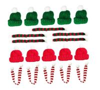 HIAKDOFT 20 Piezas Gorro Santa y Bufanda de Punto para Decoración Navideña Miniatura de Accesorios Rojos y Verdes para Botellas Muñecos y Manualidades DIY Regalos Shower