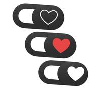 HIAKDOFT 3 Piezas Cubierta Deslizante de Privacidad para Web Tablet y Portátil Diseño de Corazón Negro Resistente al Calor y Duradero Protección Anti-hackeo y Compatible con PC y Tablets