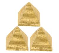 HIAKDOFT 3 Piezas Juguete de Mesa de Arena piramidal Antiguo Adornos pequeño pirámide Modelo artesanía Figurilla Miniatura Escritorio Accesorio Trinket disposición único Resina Dorado