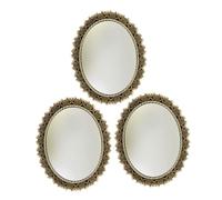 HIAKDOFT 3 Piezas Mini Espejos Ovalados Vintage Decorativos con Marco de Bronce para Casa de Muñecas Espejos de Pared Pequeños para Dormitorio y Sala Accesorios Compactos para Decoración