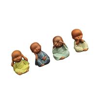 HIAKDOFT 4 Piezas de Adorno Zen de Monje Pequeño de Cerámica Decoración de Escritorio Base Plana Colores Brillantes Artesanía del Monje Zen para Hogar Oficina y Obsequio