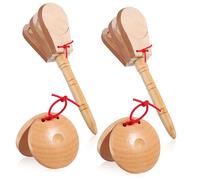 HIAKDOFT 4 Piezas de Madera Españolas para Percusión Manual Instrumento de Claves de Mano Ergonómico con Sonido Auténtico para y Danza