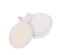 HIAKDOFT 4 Piezas Esponjas Exfoliantes de Luffa Natural Paños de Limpieza Facial y Corporal Acción de Limpieza Profunda Diseño con Banda Elástica para Ducha y Cuidado para Hombres y Mujeres