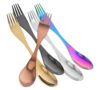 HIAKDOFT 5 piezas Cucharas y Tenedores de Acero Inoxidable Diseño Ergonómico con Acabado Espejo Utensilios Combinados para Cocina y Servicio