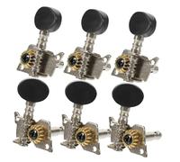 HIAKDOFT 6 piezas Clavijas para Afinar Guitarra Acústica y Folk de Izquierdas y Derechas Accesorios Instrumento Duraderos Estabilidad Mejorada Negro con Cabeza Blanca