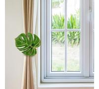 HIAKDOFT Alzapaños para Cortinas Hojas de Monstera, Clip Decorativo Vegetación Realista, Ajuste Fácil y Agarre Firme, Diseño para Sala y Dormitorio