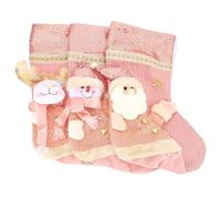 HIAKDOFT Bolsas Colgantes de Navidad 3 Piezas Diseño de Calcetines Rosa de Lentejuelas para Decoración del Árbol Medias Navideñas para Dulces Regalos y Ambiente Festivo Familiar