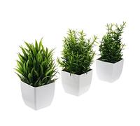 HIAKDOFT Bonsái Falso De Escritorio Pequeña Planta Falsa con Maceta De Plástico Realista Sin Mantenimiento para Decoración De Oficina Hogar 3 Piezas Estilo Mixto