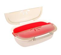 HIAKDOFT Caja para Cocinar al Vapor Microondas Resistente Altas Temperaturas Doble con Ventilación para Verduras y Pescado con Asas Frías y Gran Capacidad