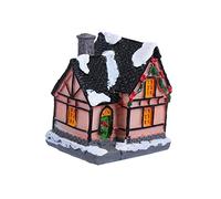 HIAKDOFT Casa de Resina Miniatura con Luz LED Adorno Navideño Iluminado para Decoración Interior y Exterior Figura de Casa con Iluminación Cálida para Navidad Adorno de Belén para Árbol y