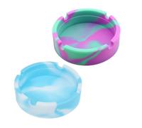 HIAKDOFT Ceniceros Redondos de Silicona Irrompibles 2 Piezas Soporte para Cigarrillos Antideslizantes Colores Mint Rosa y Azul para Interiores y Exteriores Hogar Oficina y Terraza