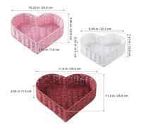 HIAKDOFT Cesta Tejida a Mano de Cuerda de Papel Forma de Corazón Juego de 3 Unidades Organizador Pequeño para Escritorio y Tocador Bandeja Multifuncional para Joyas y Baratijas