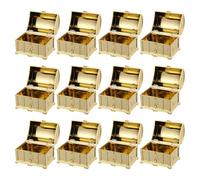 HIAKDOFT Cofres del Tesoro Pirata para Dulces 12 Piezas Mini Caja de Plástico Dorada Caja de Decoración para Fiesta Pirata Infantil y Halloween Almacenamiento Multiusos para Regalos y