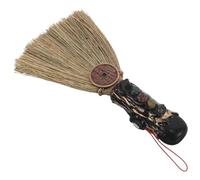 HIAKDOFT Colgante Mini Escoba de Bruja de Cuarzo Natural Negro Cristales de Cinco Elementos Decoración Feng Shui para Halloween Meditación y Altar Espiritual Accesorio Artesanal Único