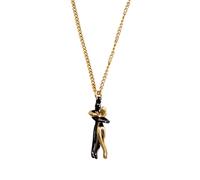 HIAKDOFT Collar Elegante Colgante de Figura de Pareja para Mujer, Color Negro Dorado, Joyería Simple y Duradera, Obsequio para San Valentín, Cumpleaños y Uso Diario
