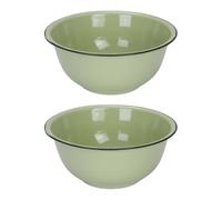 HIAKDOFT Cuencos Esmaltados Vintage 18 Cm, Juego de 2 Lavabos de Cocina Antiguos Color Verde, Cuencos Gruesos para Sopa y Almacenamiento, Recipientes Multifuncionales para Hogar