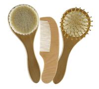 HIAKDOFT Cuidado Recién Nacido Cepillo y Peine de Madera Natural con Cerdas Suaves de Lana para Higiene y Masaje del Cabelludo Kit con Estuche
