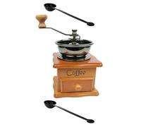 HIAKDOFT de Café Manual Vintage de Madera de Haya con Muela de para Moler Granos Portátil Incluye y Cucharas Dosificadoras para Aroma Original