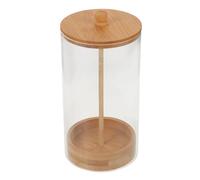 HIAKDOFT Dispensador de Pajitas Acrílico con Tapa de Madera, Organizador Reutilizable de 17x8 Cm para Cocina y Comedor, Porta Pajitas Compacto y Versátil para Encimera, Almacenamiento