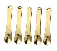 HIAKDOFT Espátulas para Piel y Cuchara de Maquillaje 5 Piezas Tamaño Mini Aplicador Crema para Ojos y Mascarilla Facial Cuidado Piel Portátil Color Dorado para Uso Cosmético Diario