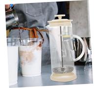HIAKDOFT Espumador de Leche Manual Recipiente de Vidrio y Acero Inoxidable para Cappuccino y Café Mezclador de Leche Portátil Fácil de Usar y Limpiar para Hogar