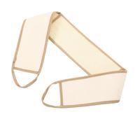 HIAKDOFT Exfoliante de Espalda Doble Cara de Lufa Natural Grande, Toalla de Baño Color Beige Borde Café, Correa Larga para Ducha, Depurador Corporal y Cepillo de Ducha, Cuidado Personal