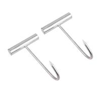 HIAKDOFT Ganchos para Colgar Carne en Forma de T de Acero Inoxidable Mango Corto de 19 CM 2 Piezas Gancho para Cerdo y Cocina Herramienta para Barbacoa y Carnicería Segura y Resistente